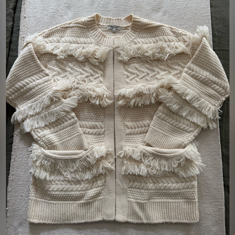 Madewell | Desert Valley Fringe Cardigan Sweater | Merino Wool | Size S | EUC